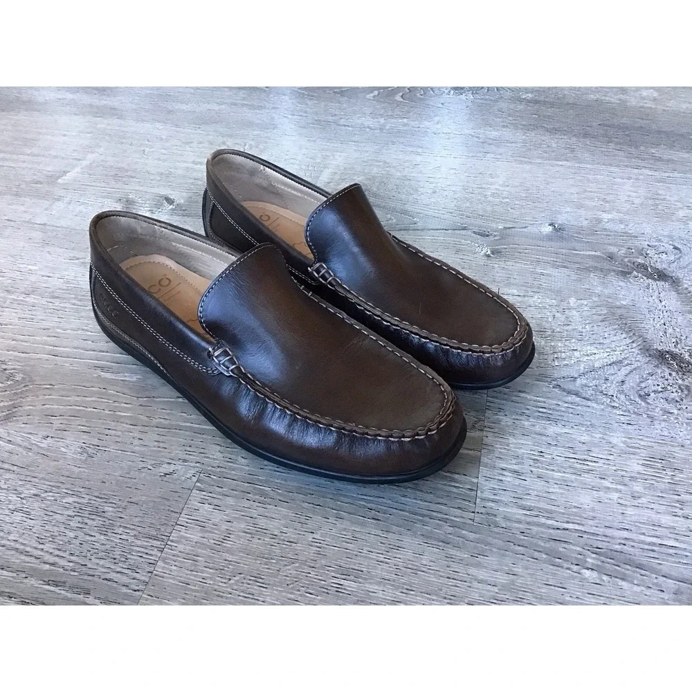 Ecco Mens Size 9 43 Slip On Moc Toe Driving Loafer Latex Sole 571004